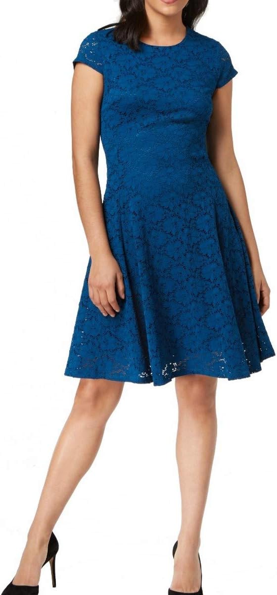 Alfani Womens Lace A-line Dress, Blue, 6