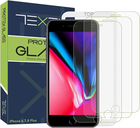 Texel Protex iPhone 7 Plus, iPhone 8 Plus, iPhone 6 Plus Glass Screen Protector [3-Pack] (00-80001-00) Tempered Glass Screen Protector
