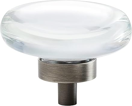 Amerock | Cabinet Knob | Clear/Gunmetal | 1-3/4 inch (44 mm) Diameter | Glacio | 1 Pack | Drawer Knob | Cabinet Hardware