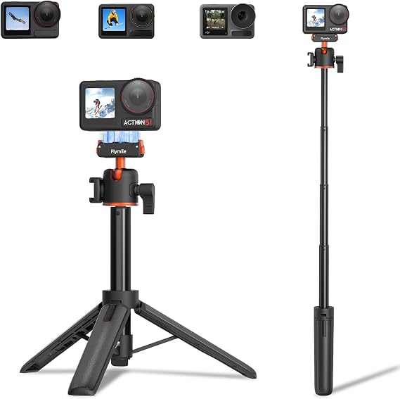 BRDRC Action 5 Pro Tripod Accessories, 21 Extension Rod Mini Table Desk Selfie Stick Portable Handle Grip Quick Release Stand with Cold Shoe for DJI Osmo Action 5 Pro 4 3 Camera