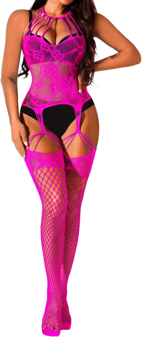 Sexy Lingerie For Women, Lace Bodystocking, Fit All Size, Exotic Wear Dancer Dancewear Plus Fishnet Mesh Glow