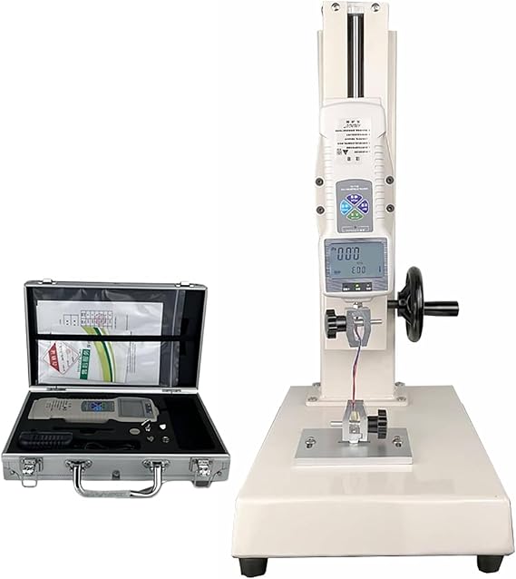 Manual Horizontal Digital Push-Pull Meter, 10-1000n Digital Force Test Bench, with 5 Fixtures,2 Testing Clamp, Stroke 270mm, for Textiles, Sports 20N-2KG
