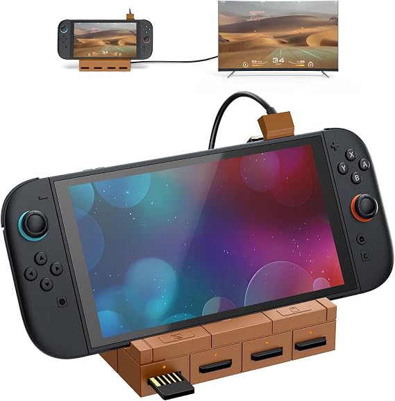 Switch 2 TV Dock with 4K HDMI 2.0A Adapter for Nintendo Switch 2 USB 3.0 Port - Supports 4 Switch1 Playing Card Slots Switch2 TV Adapter for Nintendo 2 (Firmware Upgrade Required)