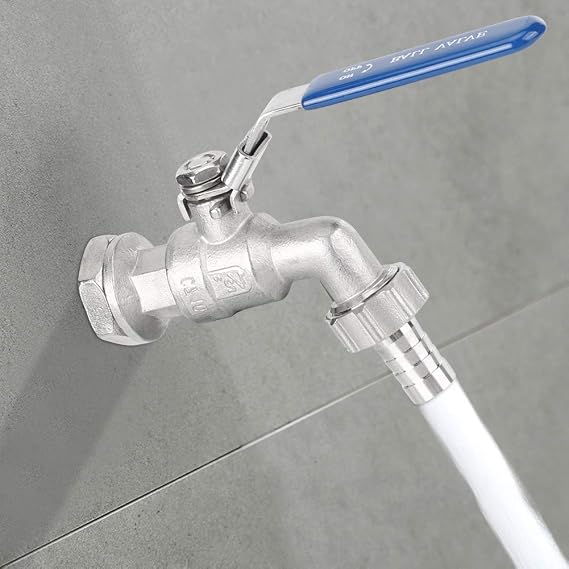 Stainless Steel Hose Ball Valve 1/2 Inch Faucet Valve Weldless Bulkhead 13mm Barb