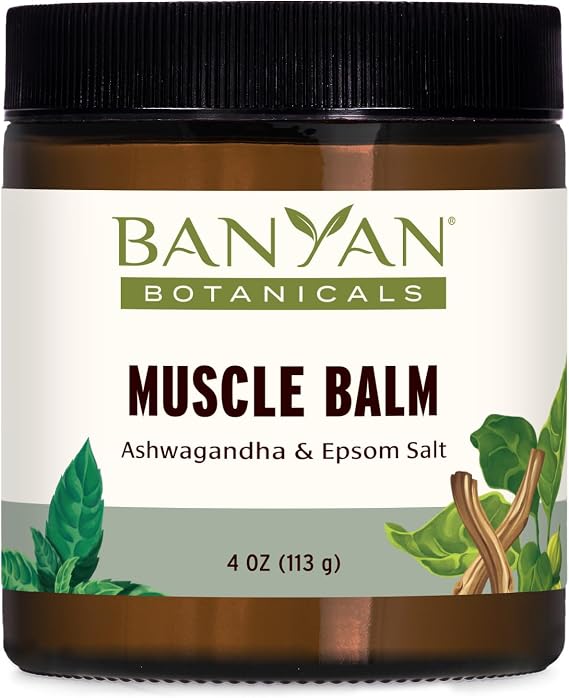 Banyan Botanicals Muscle Balm Organic Muscle Massage Balm with Ashwagandha Root & Epsom Salt Supports Healthy Circulation & Soothes Tired Muscles 4oz Non GMO Sustainably Sourced Petroleum Free