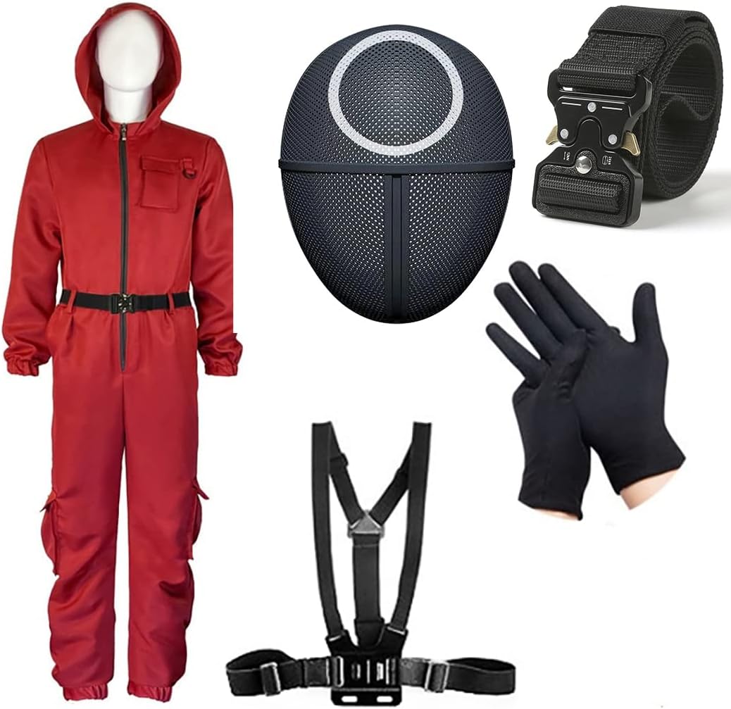 Squid Movie Game 2021 Korean Show Cosplay Costume Triangle Square Circle Mask Belt Strap Halloween Accessories Circle, M
