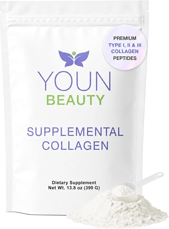 YOUN Beauty Supplemental Collagen Powder by Holistic Plastic Surgeon Dr. Anthony Youn, 30 Servings (Unflavored) Fortigel, Fortibone & Verisol Multi-Collagen Peptides for Skin Health