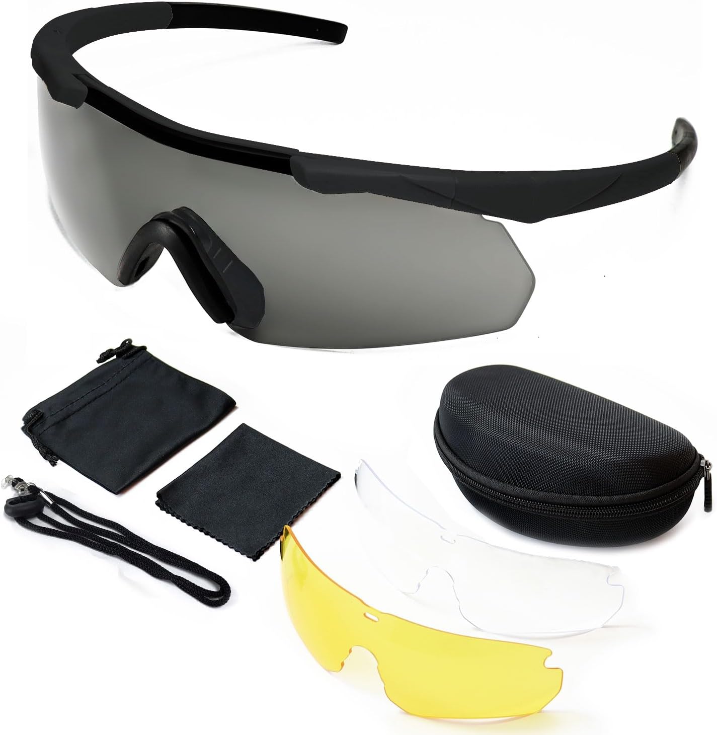 Outdoor Tactical Glasses with 3 Interchangeable Lenses, High Impact resistance Shooting Glasses , Unisex Safety Eyewear - Anti fog UV400 Eye Protection Sunglasses for Hunting Cycling Driving Compact