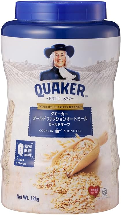 QUAKER クエーカー Official Old Fashioned Oatmeal 1.2kg Rolled Oats with Firm Texture, Cooked Rice-like Fiber Oats