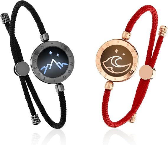 TOTWOO Long Distance Touch Bracelets for Couples, Vibration & Light up for Love Couples Bracelets | Long Distance Relationship Gifts for Girlfriend Bluetooth Pairing Jewelry