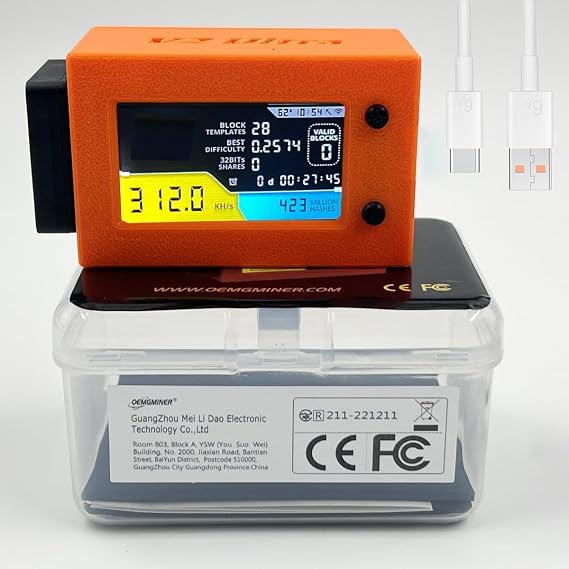 NerdMiner V2 Ultra 300KH/S Edition - Low Power, Fan-Cooled BTC Miner with T Display S3, Lucky Solo Lottery Mining, High Efficiency for Cryptocurrency Enthusiasts