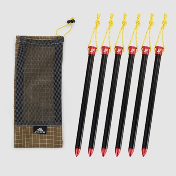 6 Pack Camp Tent Stakes, 6/7.9 Inch Non-Rust Ground Stakes Hollow Aluminum Canopy Anchors Ultralight Tent Spikes Used on Rocks Ideal for Camping, Trampolines, Sheds, Backyard, Swing Sets