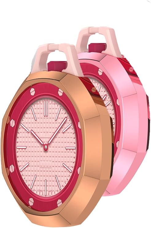 [2 Pack] for AP Swatch Royal Pop Protective Case, Rose Gold+Pink TPU Soft Shell, Shockproof & Scratch Resistant Half Coverage Protective Bumper Cover