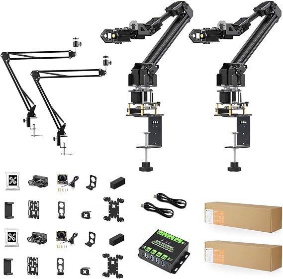 5+1 DOF High-Torque Serial Bus Servo Dual Robotic Arm AI Kit, Support Hugging Face LeRobot AI Robotic Project, ESP32, 2-DOF Wrist Joint, 5X All-Metal ST3235 Servos @XYGStudy (RoArm-M3-Pro-AI-Kit)