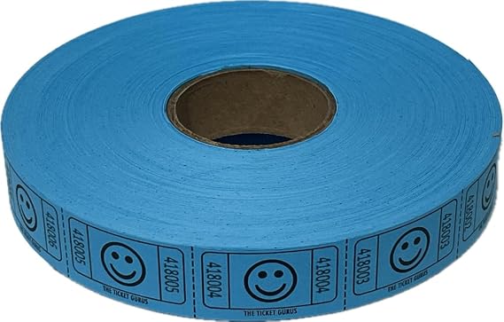 The Ticket Gurus 2000 Blue Smile Tickets Single Roll Consecutively Numbered Raffle Tickets