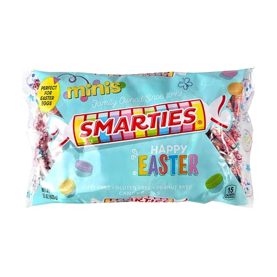 Smarties Minis Easter Candy Rolls, 15 oz (Pack of 1) - Individually Wrapped Candy Rolls That Fit Inside a Typical Easter Egg, Ideal for Egg Hunts, Basket Fillers & Party Favors - Vegan & Peanut Free