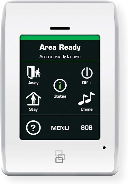 Interlogix NX-1820E NetworX Touch Screen Keypad, 3.5" Color Touch Screen, Icon-based Graphic Interface, Built-in Message Board, NetworX System Compatibility, 192-zone Capability, Modern Design