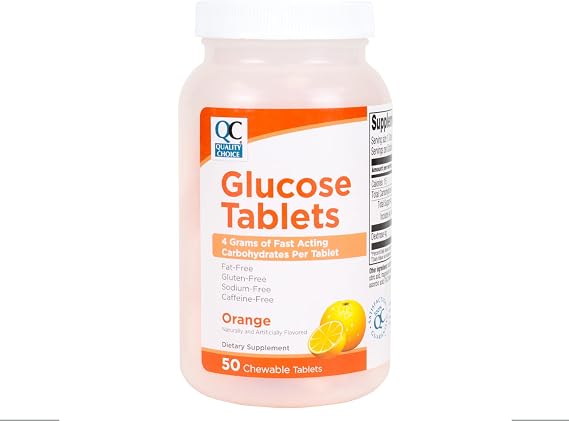 Quality Choice Fast Acting Glucose Tablets Orange Flavor 50 Tablets...