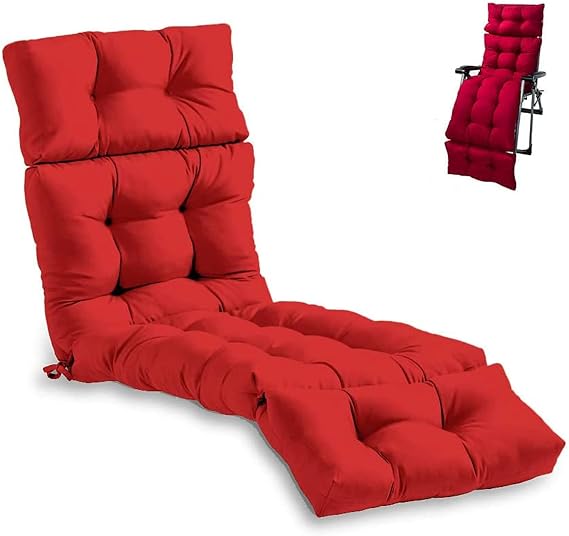 Chaise Lounge Chair Cushions Patio Recliner Mattress for Outdoor Furniture, Soft Padded Recliner Chair Seat Cushion with Top Cover for Garden Outdoor/Indoor/Sofa/Tatami/Car Seat/Bench,Red