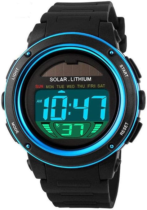 MASTOP Women Solar Power Watch LED Sport Watches Digital Waterproof Wrist Watch Purple
