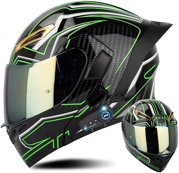 Modular Off-Road Bluetooth Helmet, Youth & Adult ATV Motocross Motorcycle Helmet, 4-Wheeler Dirt Bike Mountain Helmets, DOT Certified Anti-Fog Double Visor Full Face Crash Helmet-N||Large