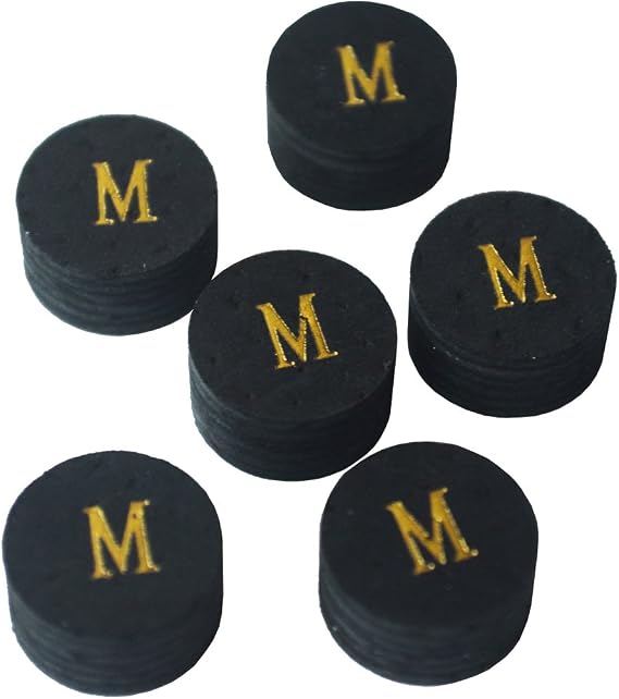 Collapsar 6pcs 14mm Black Multiple Layer Pigskin Pool Cue Tips H M S