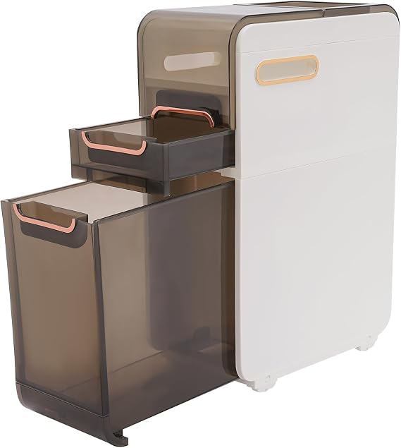 Bathroom Gap Storage Cabinet, 2 Tiers Bathroom Toilet Side Storage Cabinet Narrow Bathroom Organizer Cabinet with Drawers, Thin Bathroom Cabinet Skinny Organizer for Bedroom Laundry Room