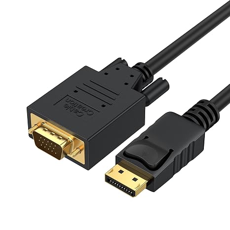 CableCreation Displayport to VGA Cable 6FT,Displayport to VGA Adapter 1080P | Gold Plated 1080P@60Hz, Standard DP Male to VGA Male Cable, Compatible with Laptop, PC, TV, Projector, Black