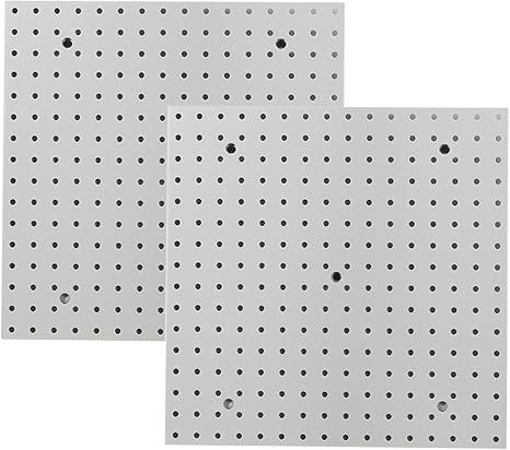 Pegboard Smith 16x16 inch Wall Organizer Pegboard Panels, Gray Metal Pegboard for Tool Storage, Workbench Tools Organization Peg Board (2 PCS, Grey)