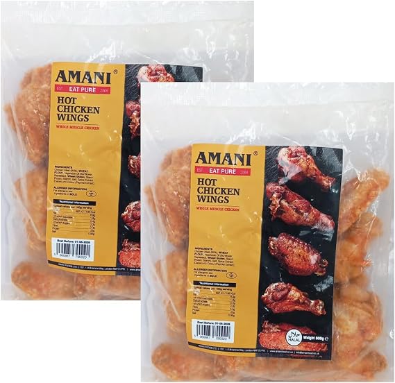 Amani Hot Chicken Wings Whole Muscle Chicken 800g Spicy Chicken Wings Juicy Tender and Flavorful Frozen Ready to Cook Pack of 2