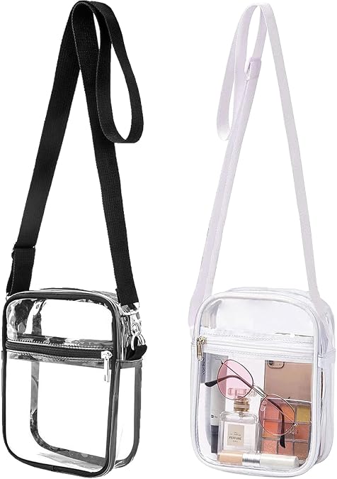 TYXHXTF 2 Pack Clear Crossbody Bag, with Adjustable Strap, Transparent Shoulder Bag, Waterproof Clear Purse, Unisex Cross Body for Concert Stadium Travel Festival Sports Events