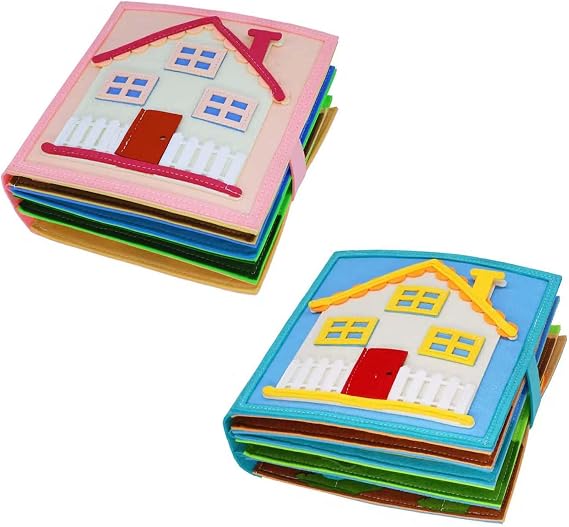 Montessori Busy Book Girls & Boys 2-in-1 Bundle Activity StoryBook Preschool Early Learning Educational Travel Toys for Kids Age 3 4 5 6 Years Felt Quite Book Autism Sensory Toy Birthday Gifts