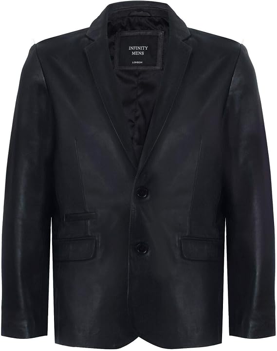 Men's Black Genuine Leather Blazer Soft Real Italian Fitted Vintage Jacket Coat