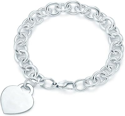 Heart Charm Bracelet for Women Chain Link Bracelet Dainty Chain Bracelet for Valentines Day Mothers Day