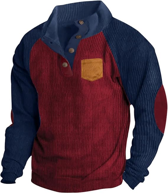 Sweatshirts for Men Zip Up Design Long Sleeve Corduroy Pullover Shirts Fall Winter Fashion Workout Sport Shirts