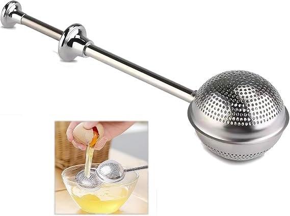 Stainless Steel Flour Sifter, Egg Separator One-Handed Operation for Baking Egg Yolk White Separator Kitchen Gadget Cooking/Baker Tool