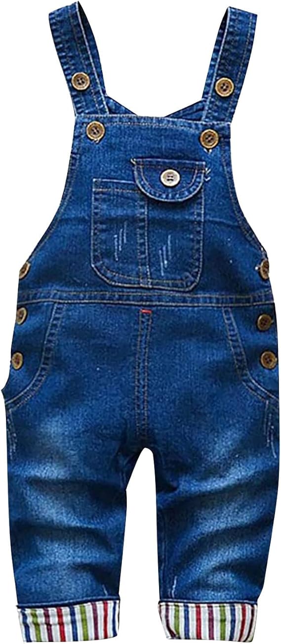 Baby Toddler Boys Adjustable Denim Pants Newborn Kids Denim Overalls Jumpsuits Cute Outdoor Bib Shortalls Jean Overalls