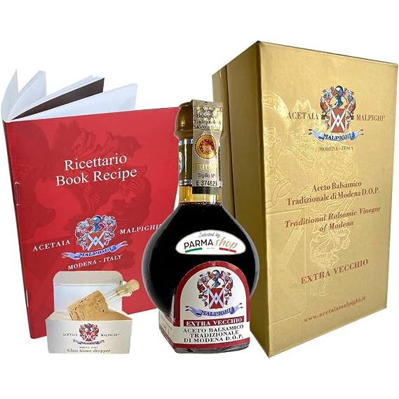 Traditional Balsamic Vinegar Extravecchio Malpighi - Aged 25 years - Modena - Italy Recipe book - selected by PARMAshop