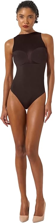 Wolford Colorado String Body For Women Long-Sleeve Turtleneck Bodysuit Shiny Finish Cotton Blend Interior Seamless Design