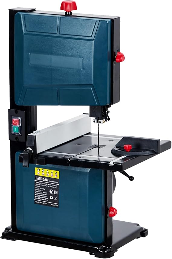 High-Precision 8-Inch Benchtop Bandsaw 3-Amp Pure Copper Motor, 1800 RPM, 0-45 Tilt, Fence & Miter Gauge, For Cutting Wood, Aluminum, Plastic US Regulations, 350W Power