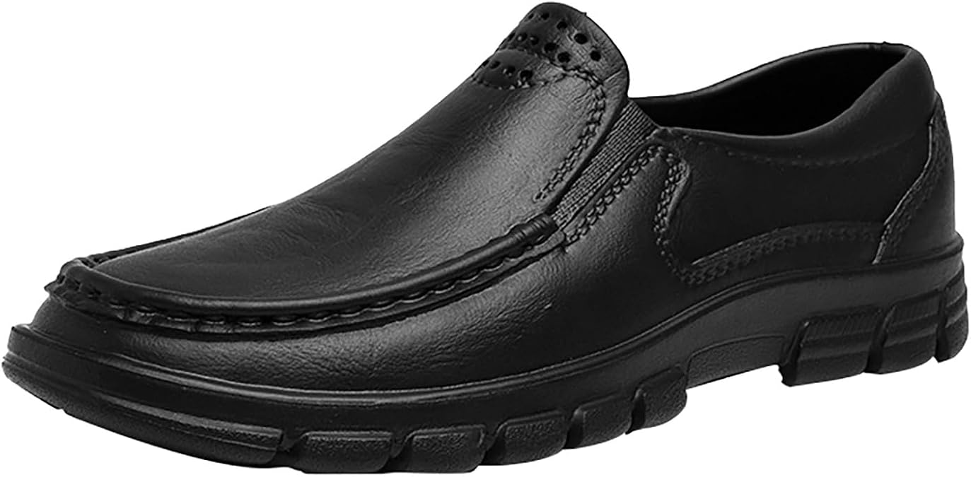 Mens Dress Retro Loafers Laceless Slip on Formal Business Mocasines Leather Waterproof Sneakers Wedding Party Prom Office Shoes