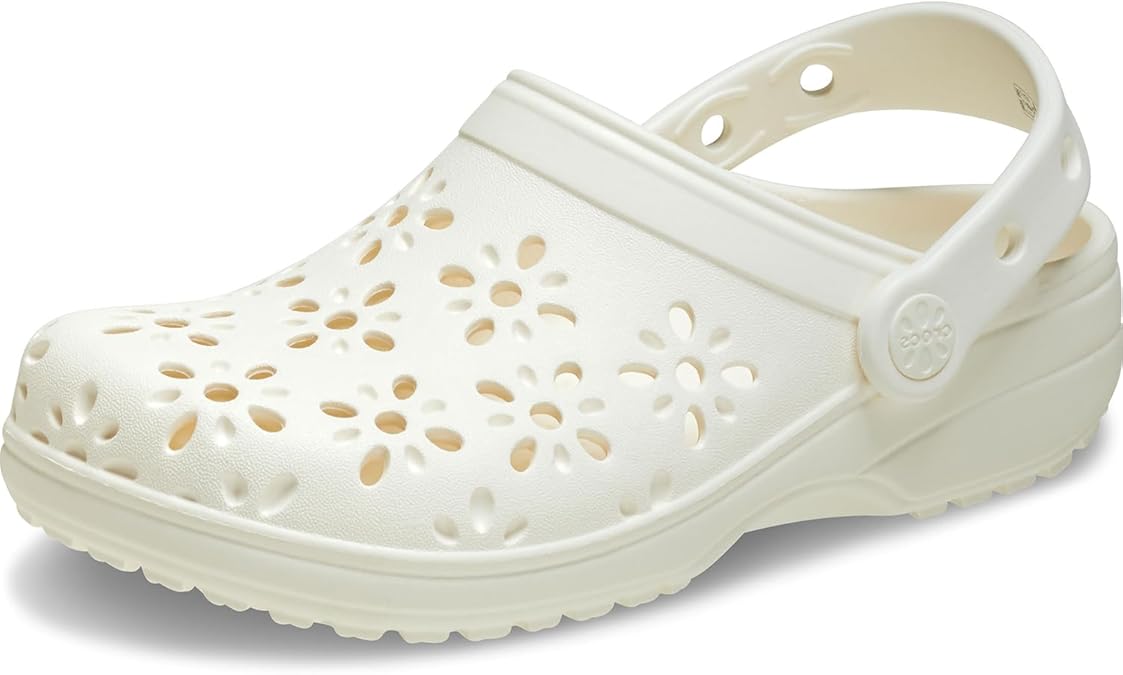 Crocs Unisex-Child Classic Clogs with Floral Cut Out Design, Kids and Toddler Shoes