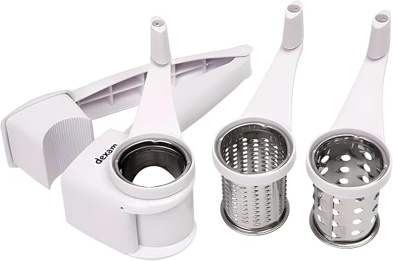 Dexam Cheese Grater Rotary – Stainless Steel Rotary Grater with Handle, Multi-Purpose, Easy to Clean, Dishwasher Safe