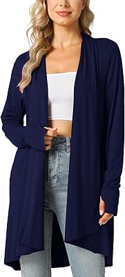 LazyCozy Womens Lightweight Long Sleeve Draped Cardigan Slouchy Open Front Cover Up Stretch Jersey Sweater