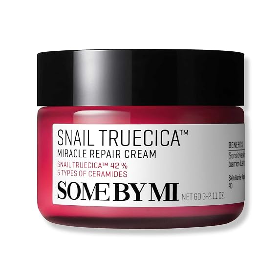 SOME BY MI Snail Truecica Miracle Repair Cream - 2.02Oz, 60ml - Made from Snail Mucin for Sensitive Skin - Daily Repair Face Moisturizer for Acne Marks and Strengthen Skin Barrier - Korean Skin Care