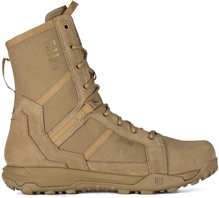 5.11 Tactical Men's 8-Inch Boots with Side Zipper, All Terrain A/T ARID Boot, Style 12438ABR | Style 12438ABR, Coyote Brown, All Terrain, Side Zipper, Durable, Military Deployment Boots