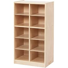 10-Compartment Mobile Cubby Storage Cabinet, 5x2, Toy Organizer, Natural