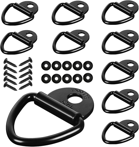 Cargo Tie-Down Anchors, 10PCS V-Ring 2" Diameter Steel V-Ring Bolt On Trailer Anchor for Cargo on Trucks Pickups Trailers Flush Mount TieDown Anchor