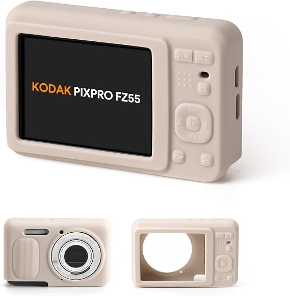 KODAK PIXPRO FZ55 Silicone Case, Slim Shockproof Anti-Scratch Travel Protective Cover - Lightweight FZ55 Camera Accessories (Beige)