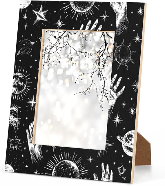 Sun and Moon 4x6 Picture Frame, Display Pictures 3.5x5.5 with Mat, 4 by 6 Poster Frame 1 Pack, Tabletop Display Wall Hanging Photo Frame